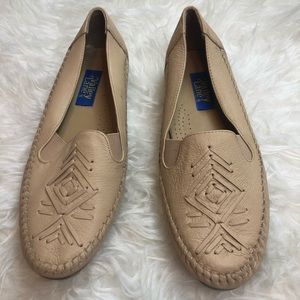 Tan leather moccasins
